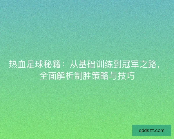 热血足球秘籍：从基础训练到冠军之路，全面解析制胜策略与技巧